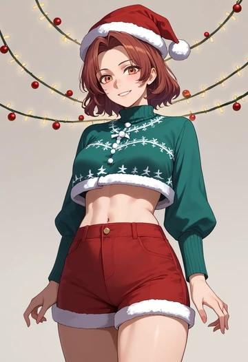 touhou,futatsuiwa_mamizou,Christmas,red velvet shorts  - AI generated anime art