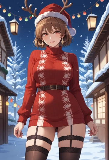 touhou,futatsuiwa_mamizou,sweater,stockings,Thigh garters  - AI generated anime art