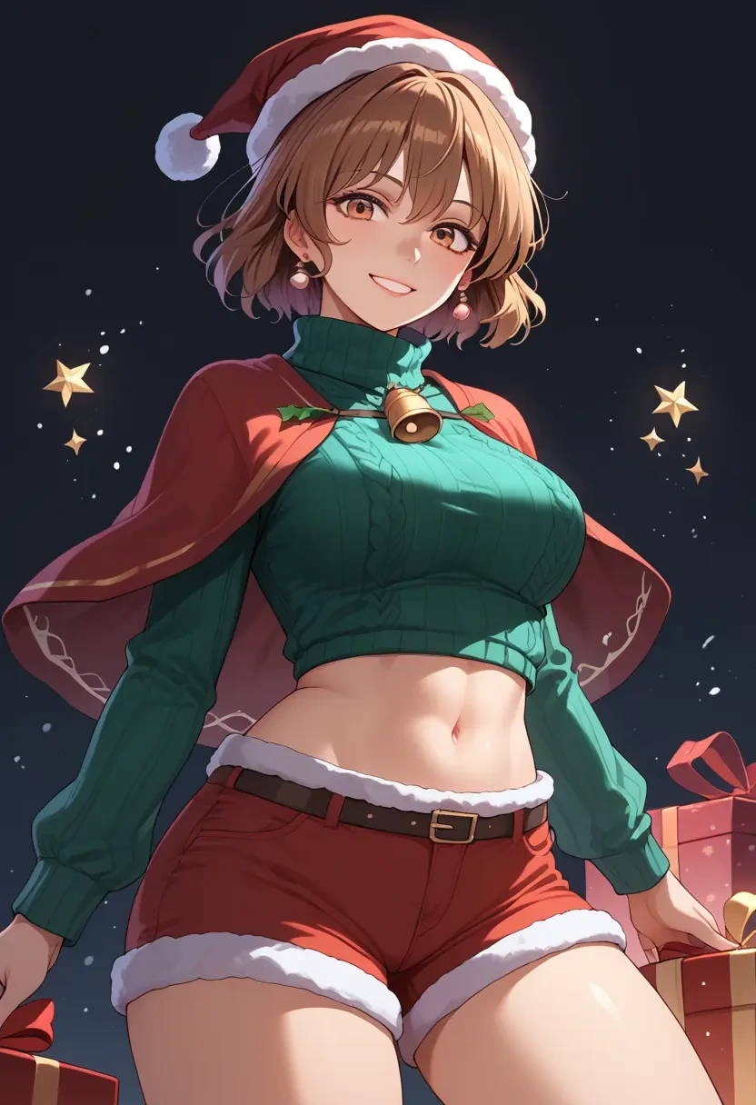 touhou,futatsuiwa_mamizou,Christmas,red velvet shorts,turtleneck sweater  - 