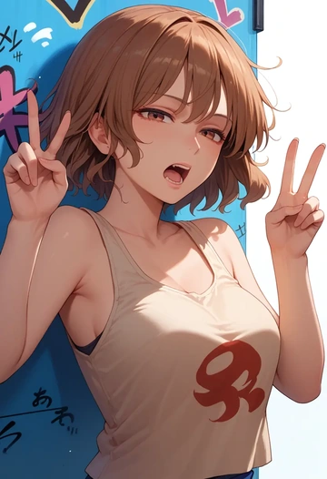 touhou,futatsuiwa_mamizou,abstract graffiti tank,dolphin shorts  - AI generated anime art