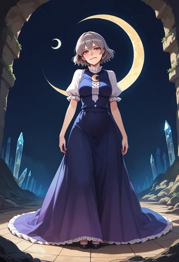 touhou,futatsuiwa_mamizou,gothic priestess gown,high slit,embroidered veil  - AI generated anime art