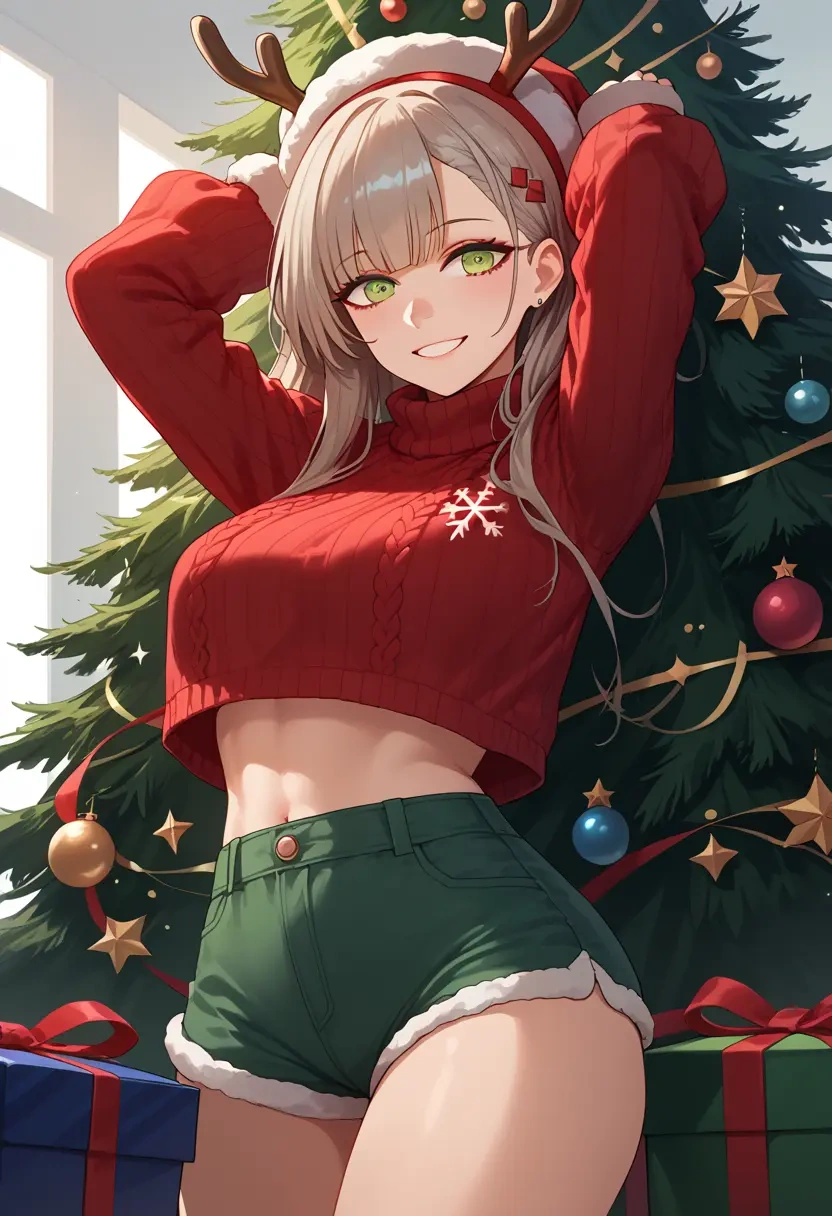 girls'_frontline,g11_(girls'_frontline),Christmas,red velvet shorts,turtleneck sweater  - 