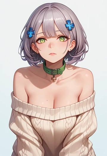 girls'_frontline,g11_(girls'_frontline),sweater,off-shoulder,collar  - AI generated anime art