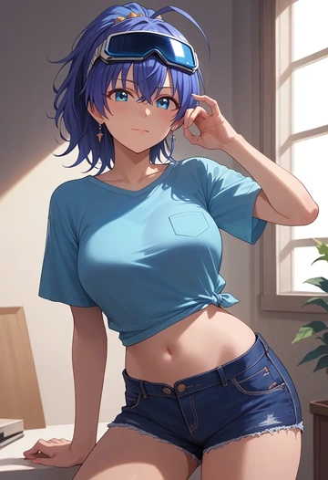 idolmaster,ganaha_hibiki,denim shorts  - AI generated anime art