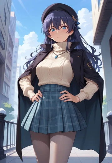 idolmaster,ganaha_hibiki,winter,student uniform,pea coat  - AI generated anime art