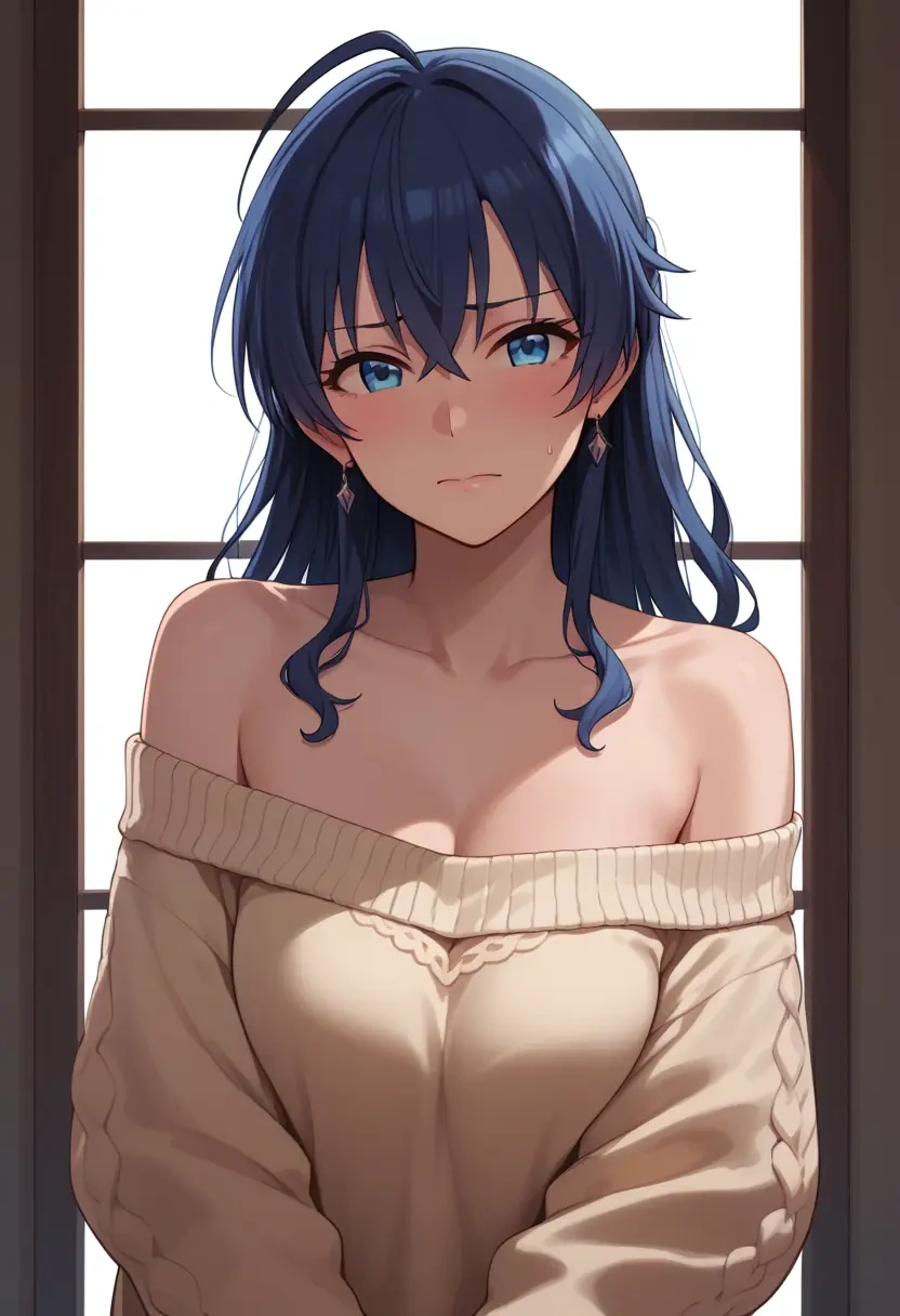 idolmaster,ganaha_hibiki,sweater,off-shoulder,collar  - 