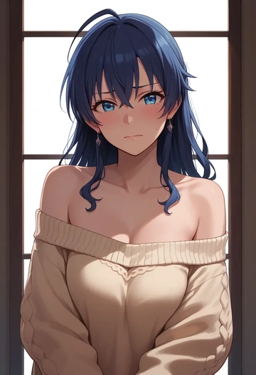 idolmaster,ganaha_hibiki,sweater,off-shoulder,collar  - AI generated anime art