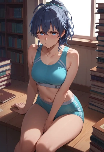 idolmaster,ganaha_hibiki,sports bra,high-waisted leggings  - AI generated anime art