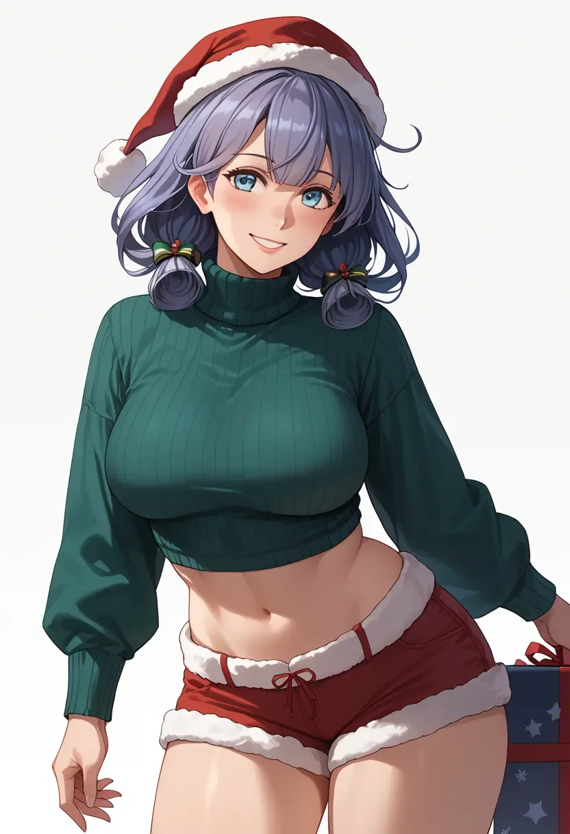 kantai_collection,gangut_(kancolle),Christmas,red velvet shorts,turtleneck sweater  - 