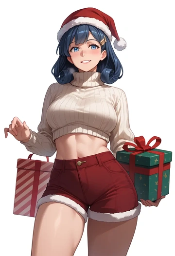 kantai_collection,gangut_(kancolle),Christmas,red velvet shorts,turtleneck sweater  - AI generated anime art