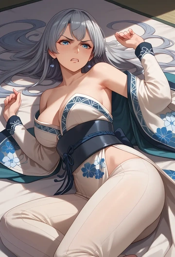 kantai_collection,gangut_(kancolle),kimono,silk,wide-leg trousers  - AI generated anime art