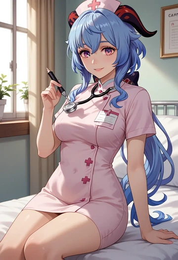 genshin impact,ganyu,nurse  - AI generated anime art