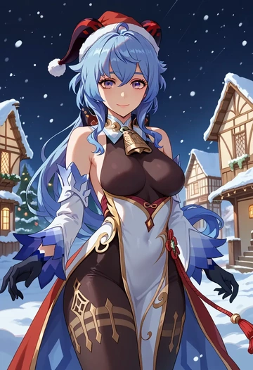 genshin impact,ganyu,Christmas,dress  - AI generated anime art