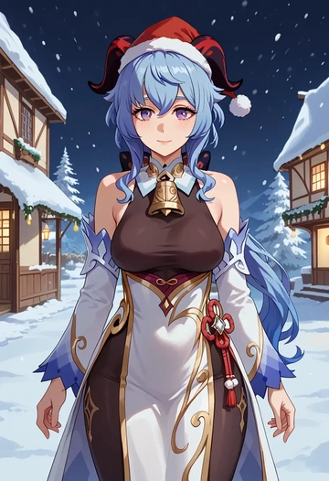 genshin impact,ganyu,Christmas,dress  - AI generated anime art