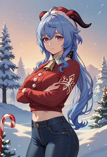 genshin impact,ganyu,Christmas  - AI generated anime art