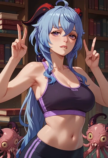 genshin impact,ganyu,sports bra,high-waisted leggings  - AI generated anime art