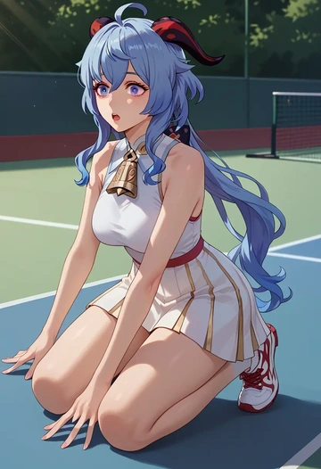 genshin impact,ganyu,tennis skirt  - AI generated anime art