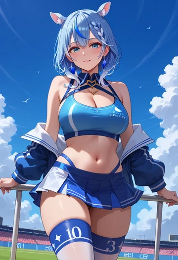 hololive,gawr_gura_(1st_costume),mini skirt,stockings  - AI generated anime art