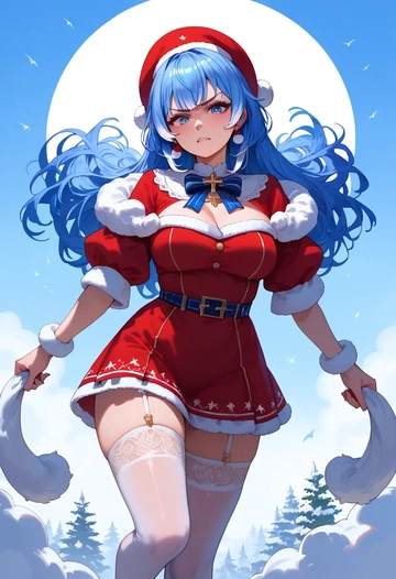 hololive,gawr_gura_(1st_costume),Christmas,sexy, stockings,  - AI generated anime art