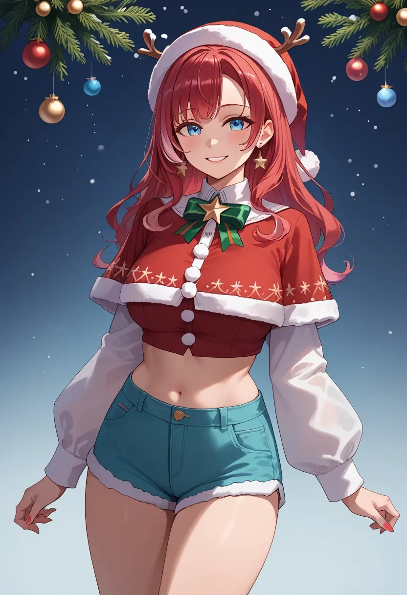 hololive,gawr_gura,Christmas,red velvet shorts  - 