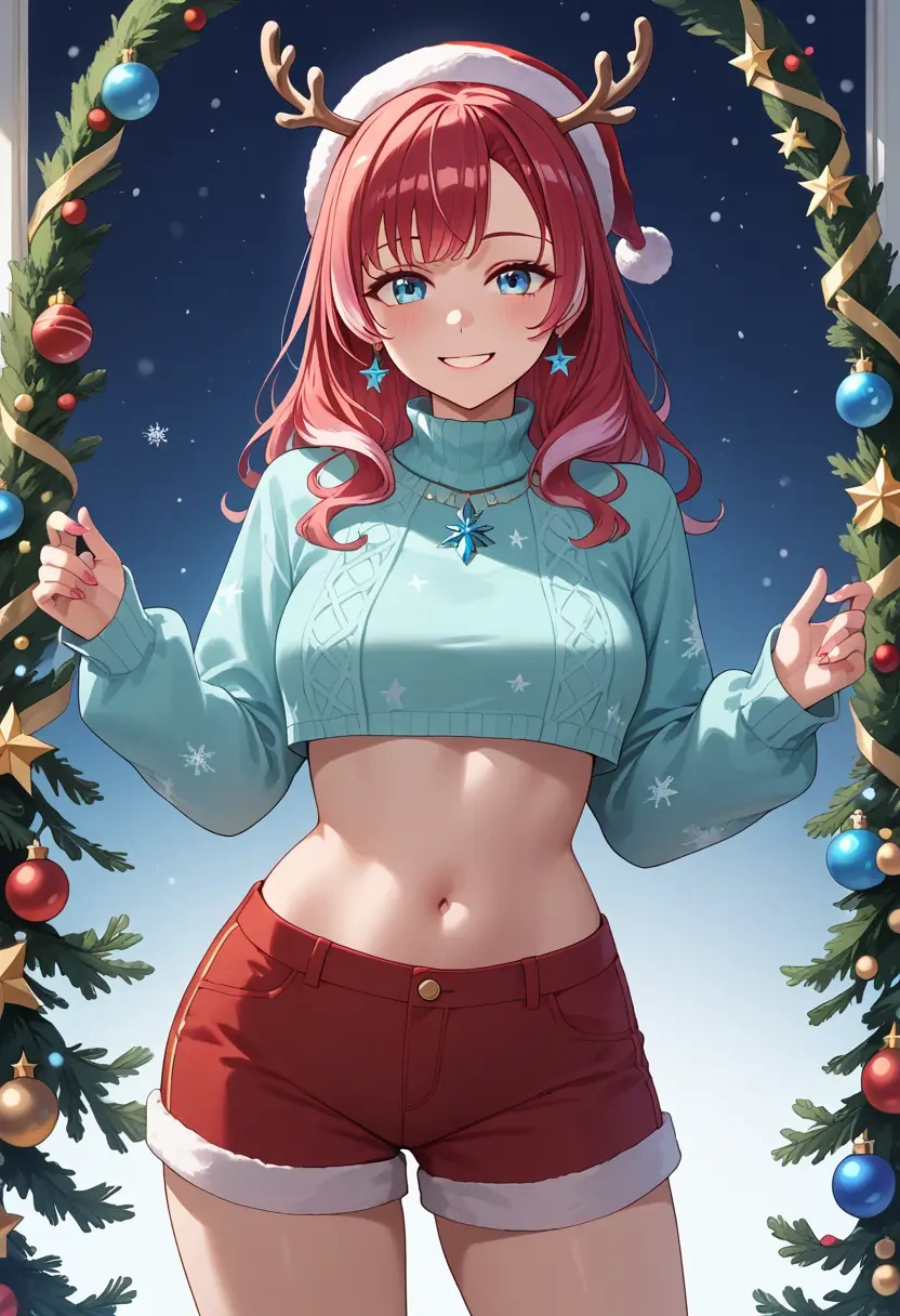 hololive,gawr_gura,Christmas,red velvet shorts  - 