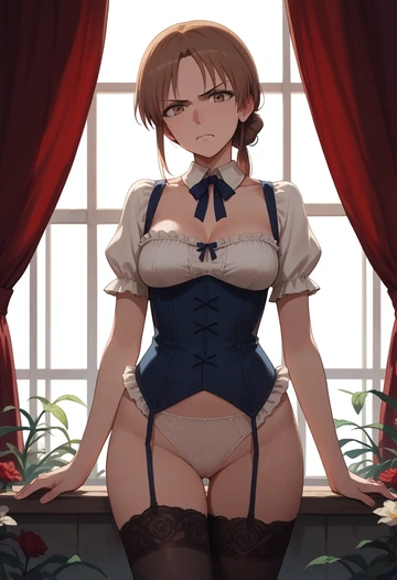 world_witches_series,gertrud_barkhorn,Victorian-era,stockings,sexy  - AI generated anime art