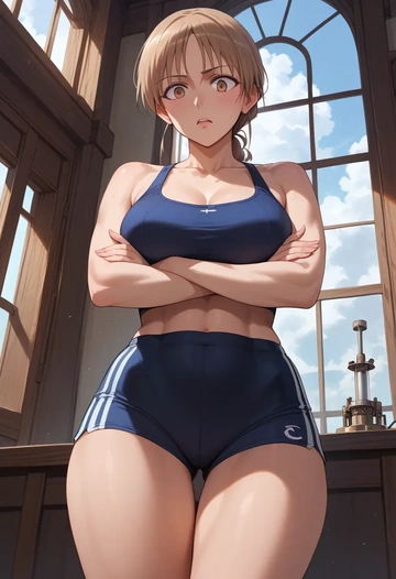 world_witches_series,gertrud_barkhorn,yoga shorts  - AI generated anime art