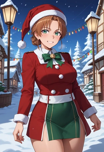 world_witches_series,gertrud_barkhorn,Christmas,dress  - AI generated anime art