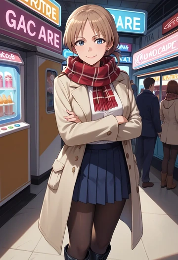 world_witches_series,gertrud_barkhorn,winter,student uniform,fur-trimmed coat  - AI generated anime art