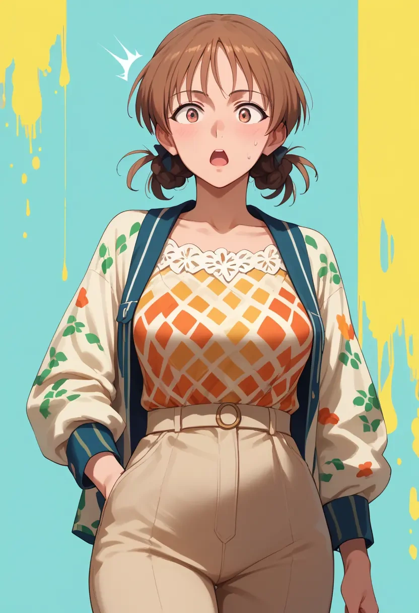 world_witches_series,gertrud_barkhorn,paint-splatter blouse,dolphin shorts  - 