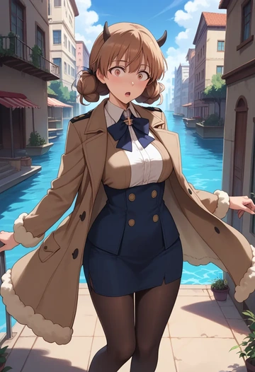 world_witches_series,gertrud_barkhorn,coat,long,double-breasted,pencil skirt  - AI generated anime art