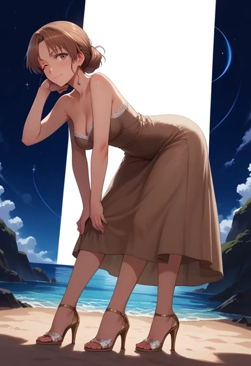 world_witches_series,gertrud_barkhorn,gown,strapless,mermaid silhouette  - AI generated anime art