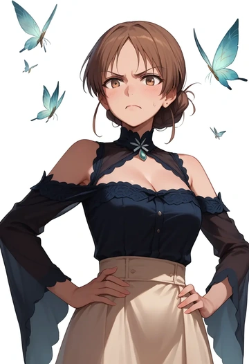 world_witches_series,gertrud_barkhorn,dark fairy blouse,layered tulle skirt,glitter stockings  - AI generated anime art