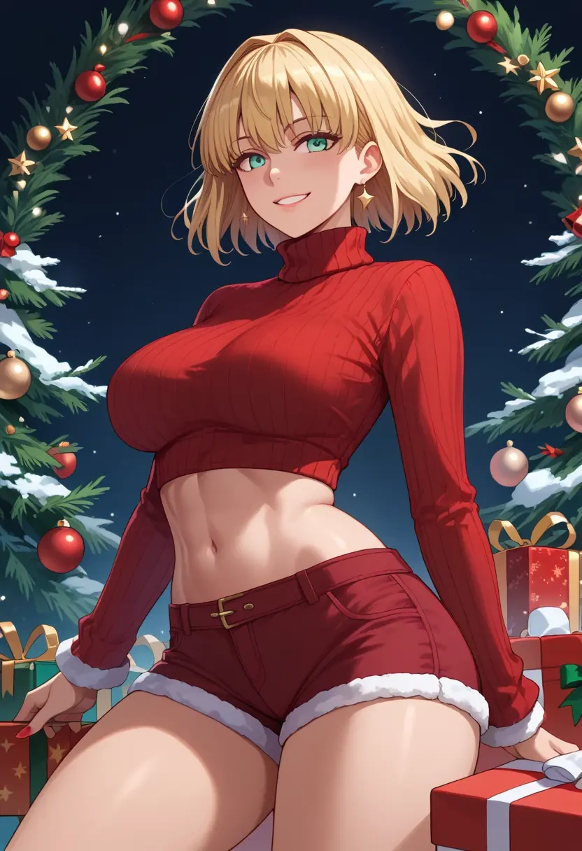 fate_(series),gilles_de_rais_(caster)_(fate),Christmas,red velvet shorts,turtleneck sweater  - 