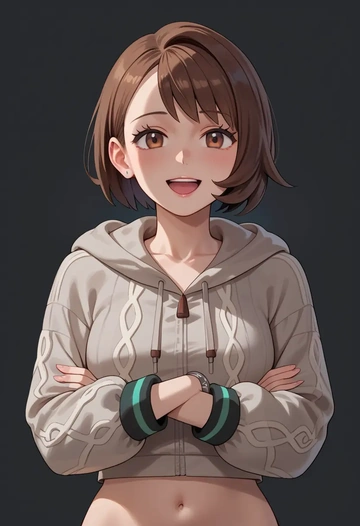 pokemon,gloria_(pokemon),hoodie,cropped,high-waisted joggers  - AI generated anime art