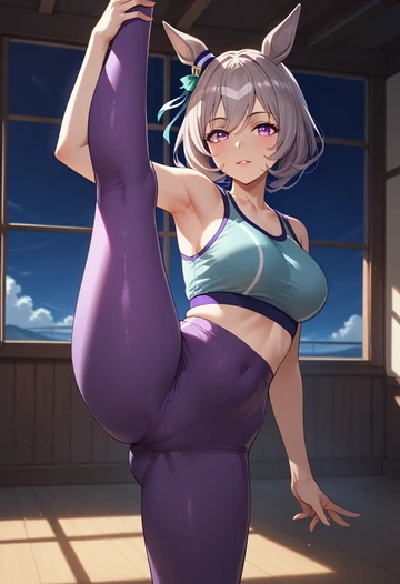 umamusume,gold_ship_(umamusume),yoga, standing split,sexy,  - AI generated anime art