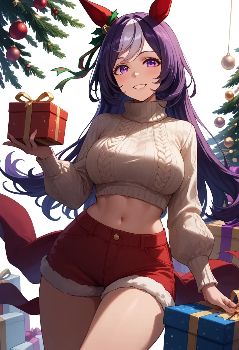 umamusume,gold_ship_(umamusume),Christmas,red velvet shorts,turtleneck sweater  - 