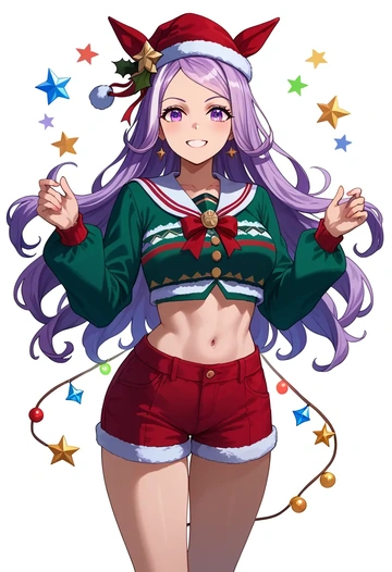 umamusume,gold_ship_(umamusume),Christmas,red velvet shorts  - AI generated anime art