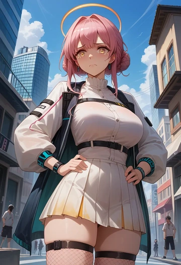 arknights,goldenglow_(arknights),mini skirt, stockings  - AI generated anime art