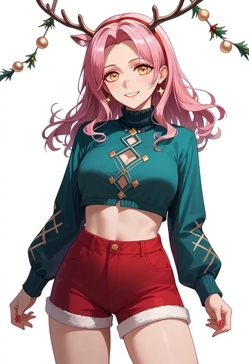 arknights,goldenglow_(arknights),Christmas,red velvet shorts  - AI generated anime art