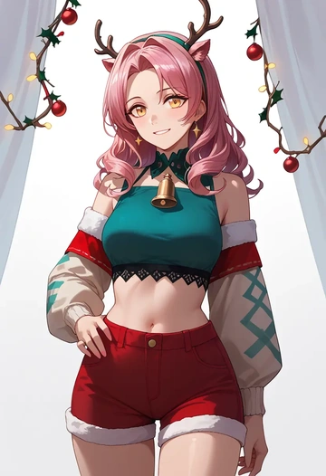 arknights,goldenglow_(arknights),Christmas,red velvet shorts  - AI generated anime art