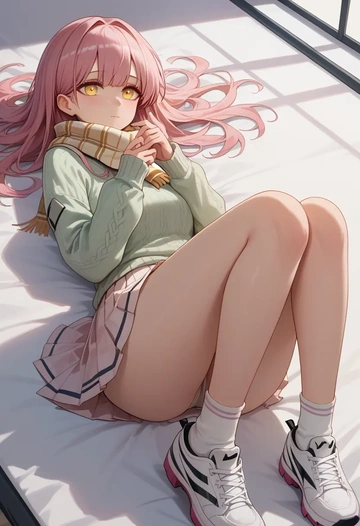 arknights,goldenglow_(arknights),spring,student uniform,knit sweater  - AI generated anime art