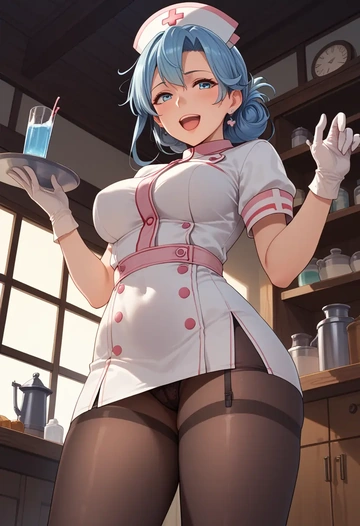 kantai_collection,gotland_(kancolle),nurse pantyhose,mini skirt, sexy  - AI generated anime art