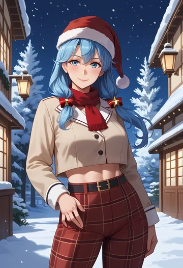 kantai_collection,gotland_(kancolle),Christmas,plaid trousers  - AI generated anime art