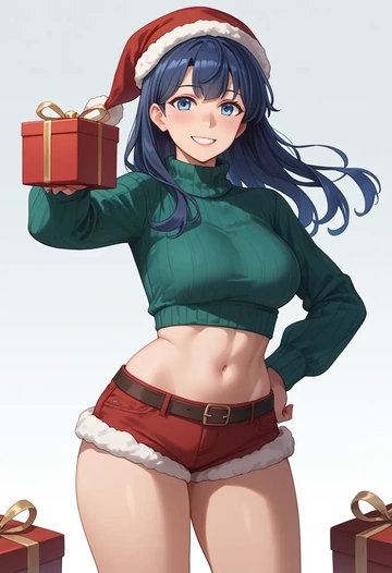 kantai_collection,gotland_(kancolle),Christmas,red velvet shorts,turtleneck sweater  - AI generated anime art