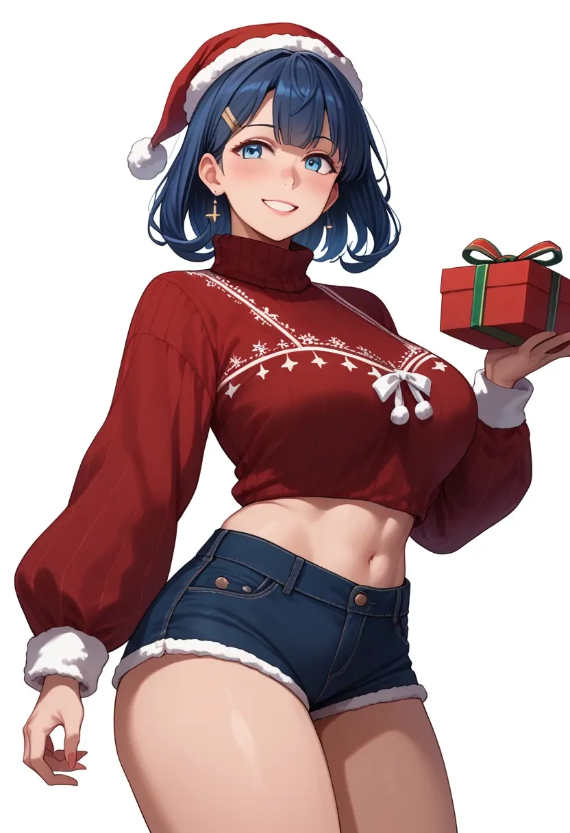 kantai_collection,gotland_(kancolle),Christmas,red velvet shorts,turtleneck sweater  - 