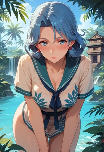 kantai_collection,gotland_(kancolle),pop art shirt,dolphin shorts  - AI generated anime art