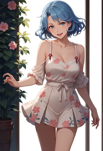 kantai_collection,gotland_(kancolle),silk slip dress,floral prints  - AI generated anime art