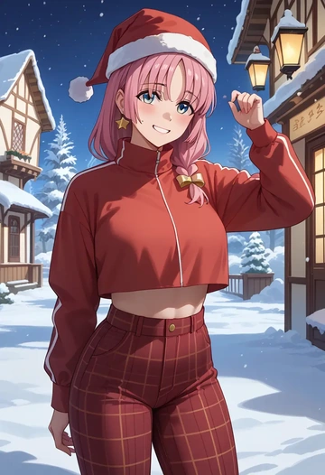 bocchi_the_rock!,gotoh_hitori,Christmas,plaid trousers  - AI generated anime art