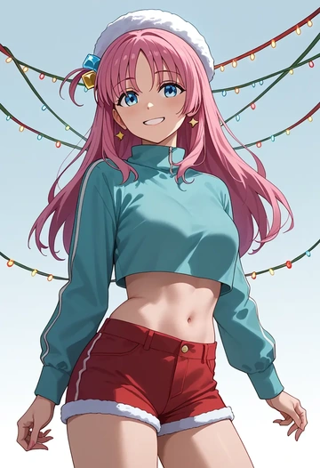 bocchi_the_rock!,gotoh_hitori,Christmas,red velvet shorts  - AI generated anime art